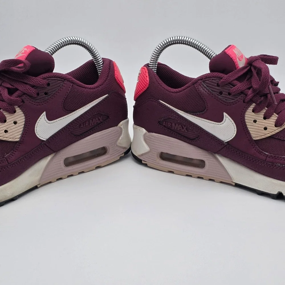 Nike Air Max 90 Womens 6.5 Burgundy Pink Retro Running Shoes‎ Sneakers 90s Style